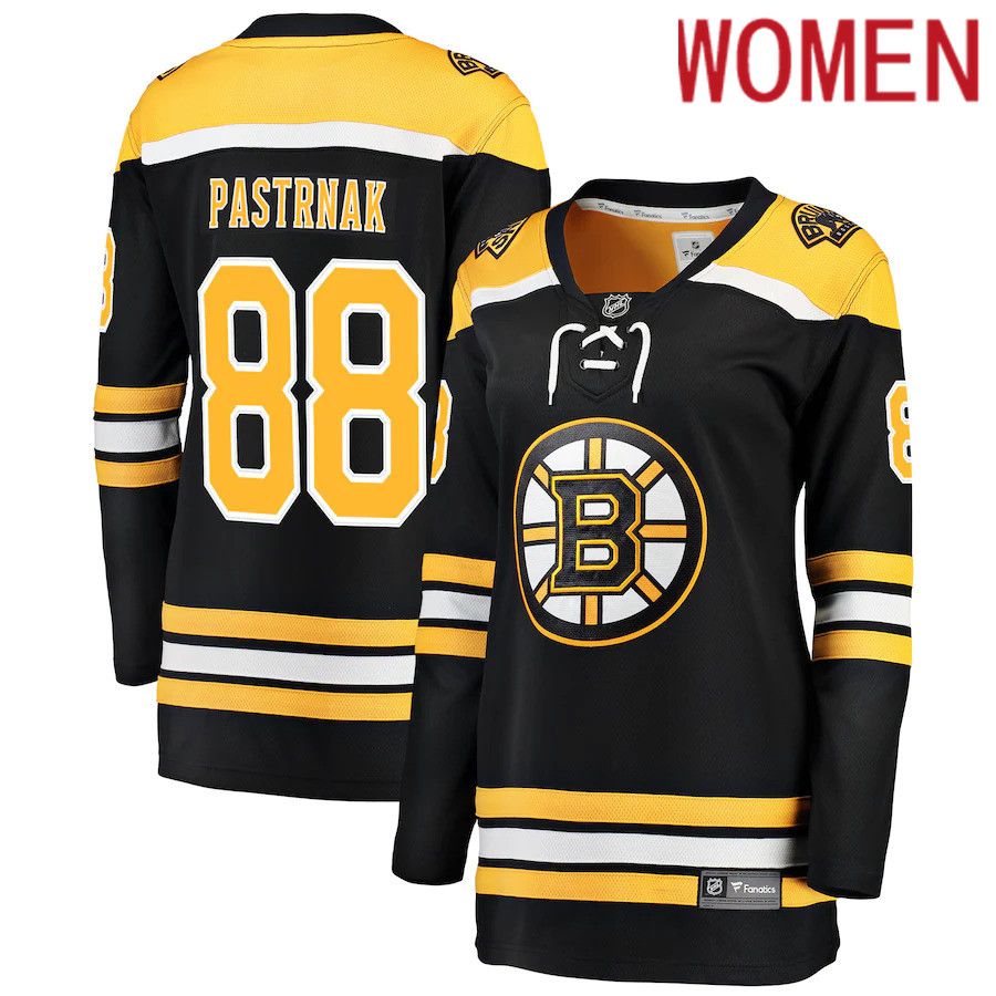 Women Boston Bruins 88 David Pastrnak Fanatics Branded Black Home Premier Breakaway Player NHL Jersey